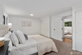 Primary Bedroom has two closets.