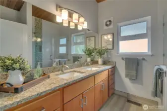 Totally Remodeled Master Bath Custom tile in Shower