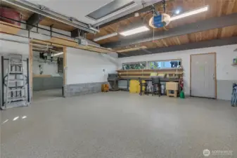 3 Car Garage with fresh epoxy floors