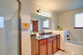 Primary bathroom with separate shower and tub.