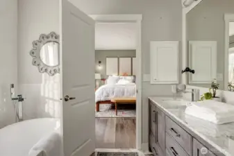 Private, peaceful and beautifully appointed is the primary suite of this wonderful home in Kennydale.