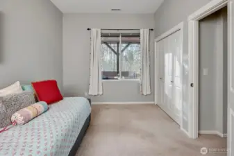 Bedroom 6 of 6 feels like a perfect and private guest retreat. Beautiful in size w/adjacent full bath.