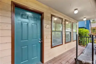 Very welcoming covered front porch.