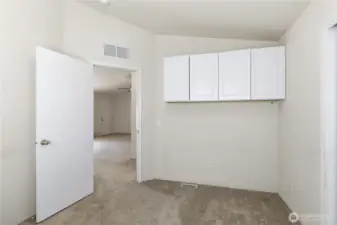 second bedroom with built in storage