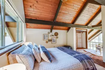 The hot water heater is tucked back in the closet behind the screen