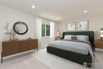 Bedroom on upper floor virtually staged