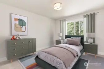 Bedroom on upper floor virtually staged