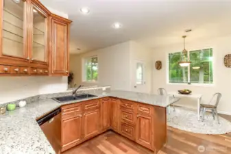 Gorgeous wood cabinetry.