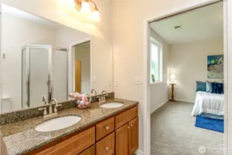 Primary bath dual vanity.