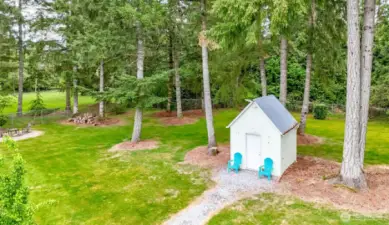 Pump house in back yard