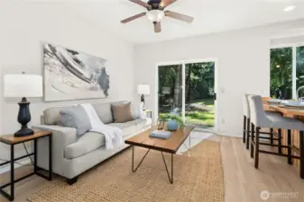 Open room from kitchen perfect for entertaining and easy access to backyard.