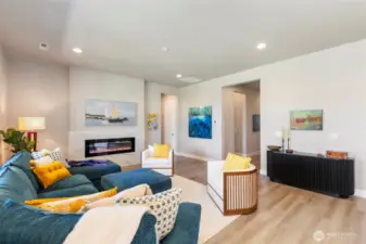 Open living spaces - the fireplace is electric
