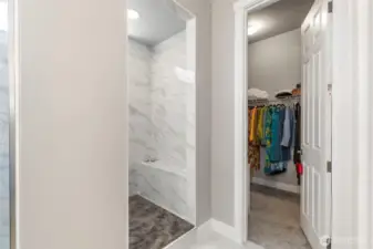 Walk-in shower and walk-in closet