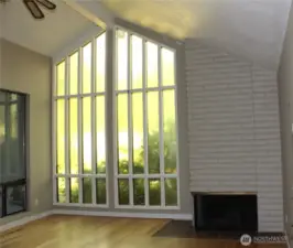 Formal living room with Cathedral windows.
