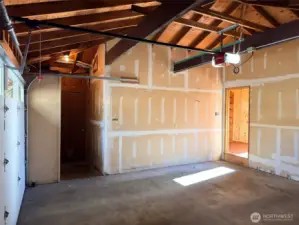 Garage with access to the outside.