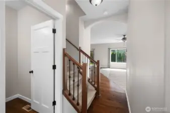 Notice the half bath on main level.