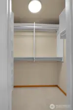 3/4 en-suite bathroom off primary with heated floors and walk in closet