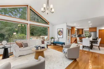 Living room flows into the dining area.