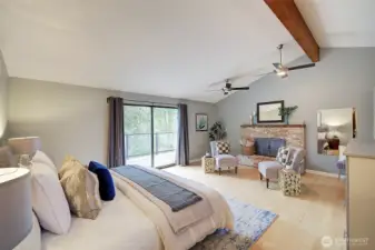 Upstairs, the impressive Primary Ensuite serves as a private retreat with its own fireplace, vaulted ceilings, hardwood floors, and an open-concept closet.