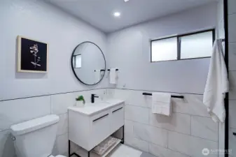 An additional bathroom is featured on the upper floor for the secondary bedrooms.  It's also been updated.