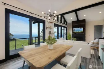 Open floor concept. Gas fireplace.