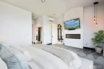 Primary suite. Electric fireplace.