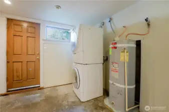 Utility room with electrical water heater - lower level