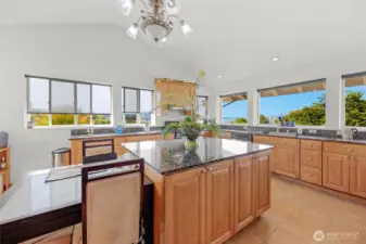 Kitchen with vaulted ceilings