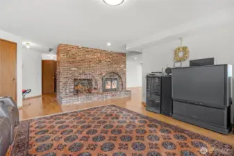 Family/living room space in daylight basement