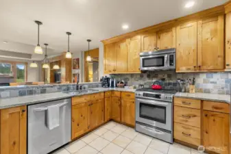 Spacious kitchen with stainless appliances