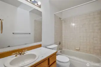 Upper-level guest bathroom.