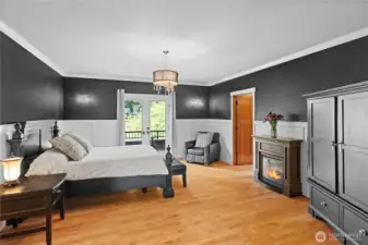 This is simply elegant!  Chair railing, dramatic colors, real hardwoods and a deck overlooking your property