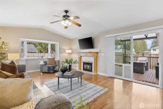 The fireplace is propane and produces a lot of heat.