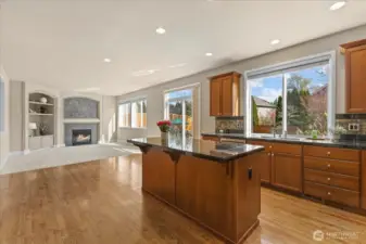 Kitchen and family room