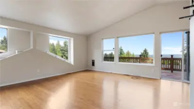 Vaulted ceilings in living room