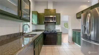 Granite countertops and gas stove