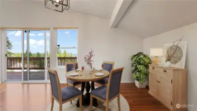 Separate dining room with a view! Virtually staged