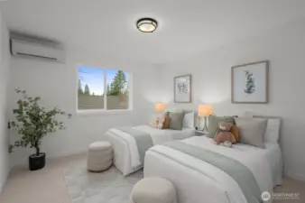 This airy secondary bedroom is light-filled, peaceful, and ready to be personalized—whether for family, friends, or your perfect home office.