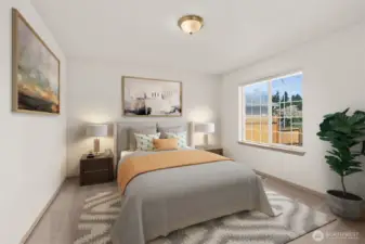 (Virtually staged) Primary bedroom - complete with ensuite bath and walk-in closet