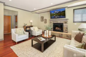 The great room is extremely easy to furnish.  If TV is your thing, the space above the fireplace makes a great spot.