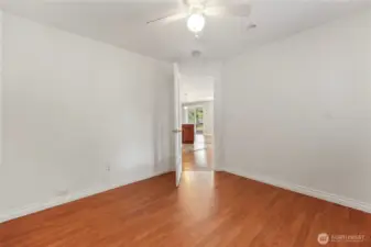 Bedroom #2 with ceiling fan, just off living space--would also be a great office or hobby room.