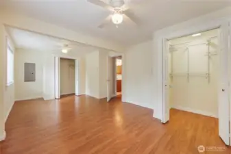 Bedroom 3# is extra large--actually two rooms combined into one!  With two closets and two fan/light fixtures, they could EASILY be separated into two rooms again, if desired.
