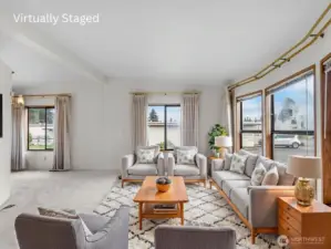 Living room virtually staged for decorating idea.