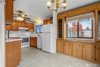 The dining room is conveniently next to the kitchen.