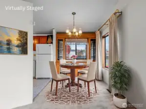 Dining room virtually staged for decorating idea.