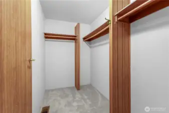 An interior view of the walk-in closet.