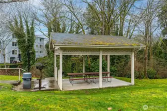 Gazebo with Outdoor Table and BBQ Grill