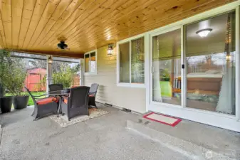 Half of the covered back patio