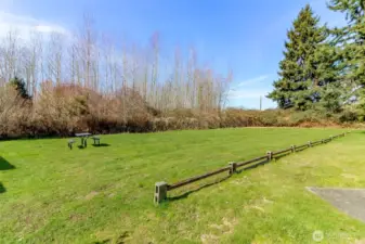 Community lot next door, rarely used. Enjoy the wildlife that come for a visit.