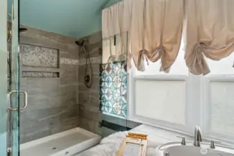 Primary bath/shower with 2 shower heads